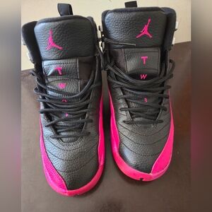 Jordan 12 , size 7y, pink & black